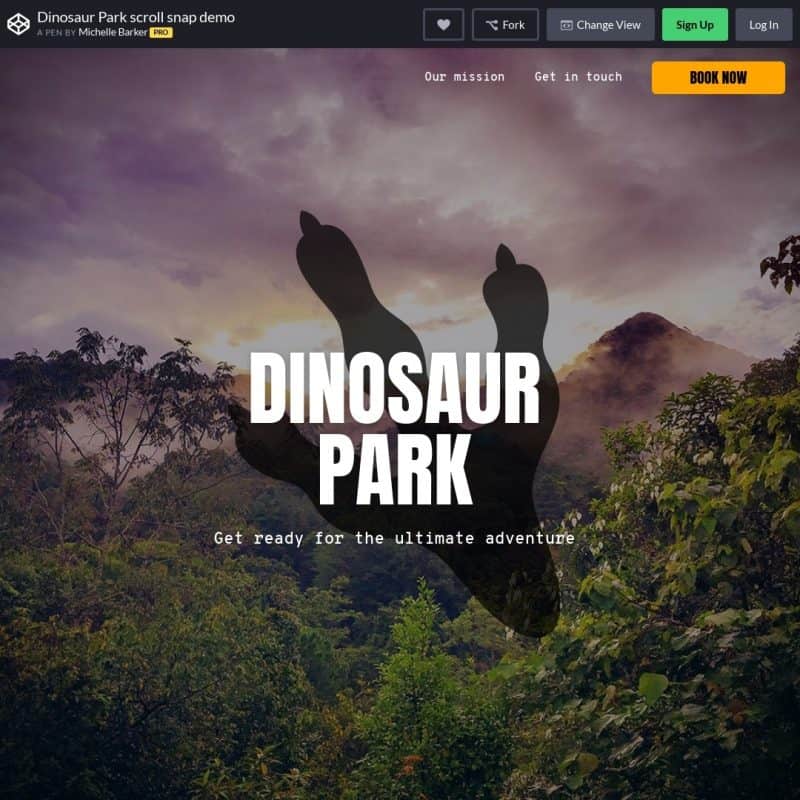 Home Dinosaur Park scroll snap